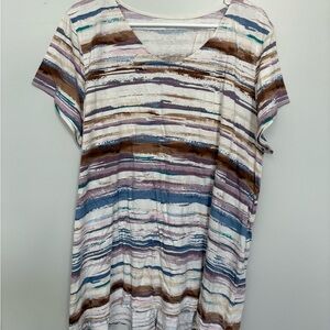 Pure Jill by J Jill Striped Multicolor Short Sleeve Top, worn once